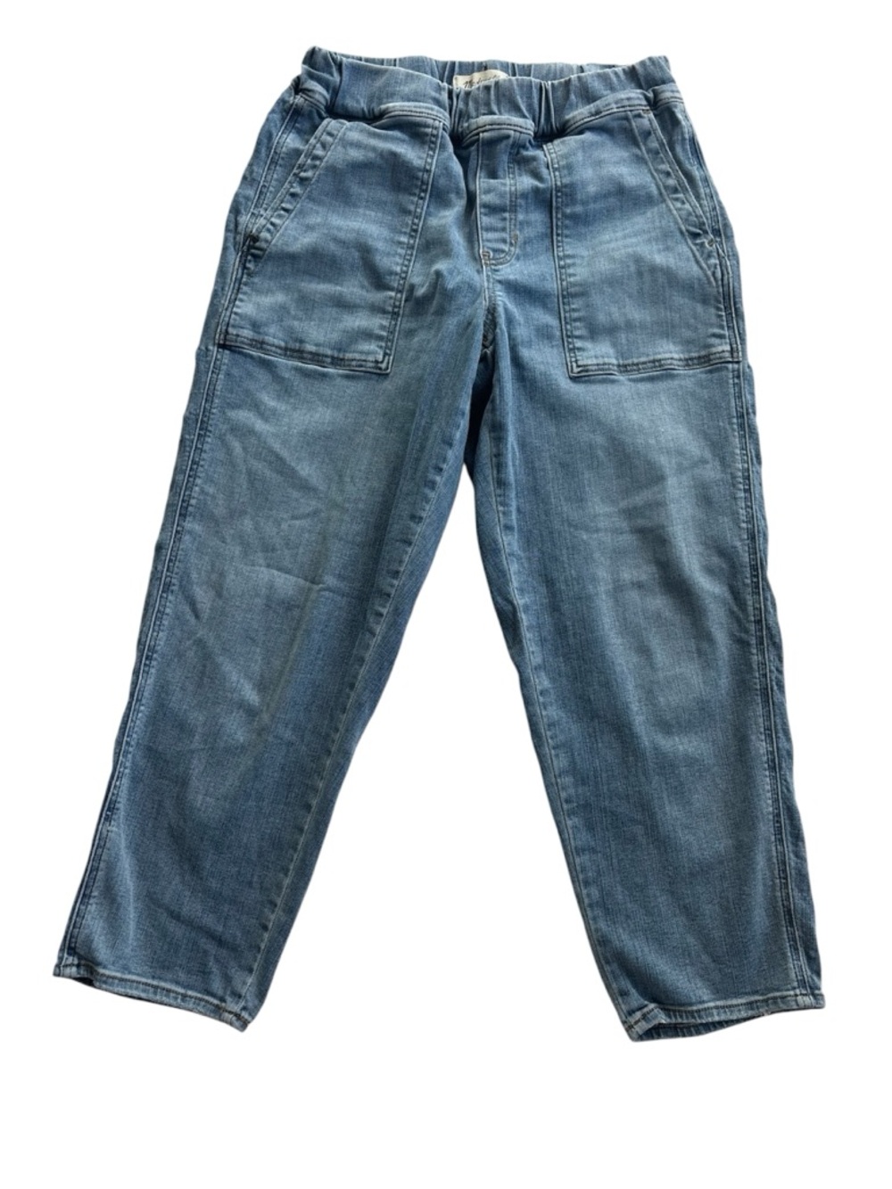 Madewell Women’s Relaxed Blue Denim Jeans with Front Patch Pockets